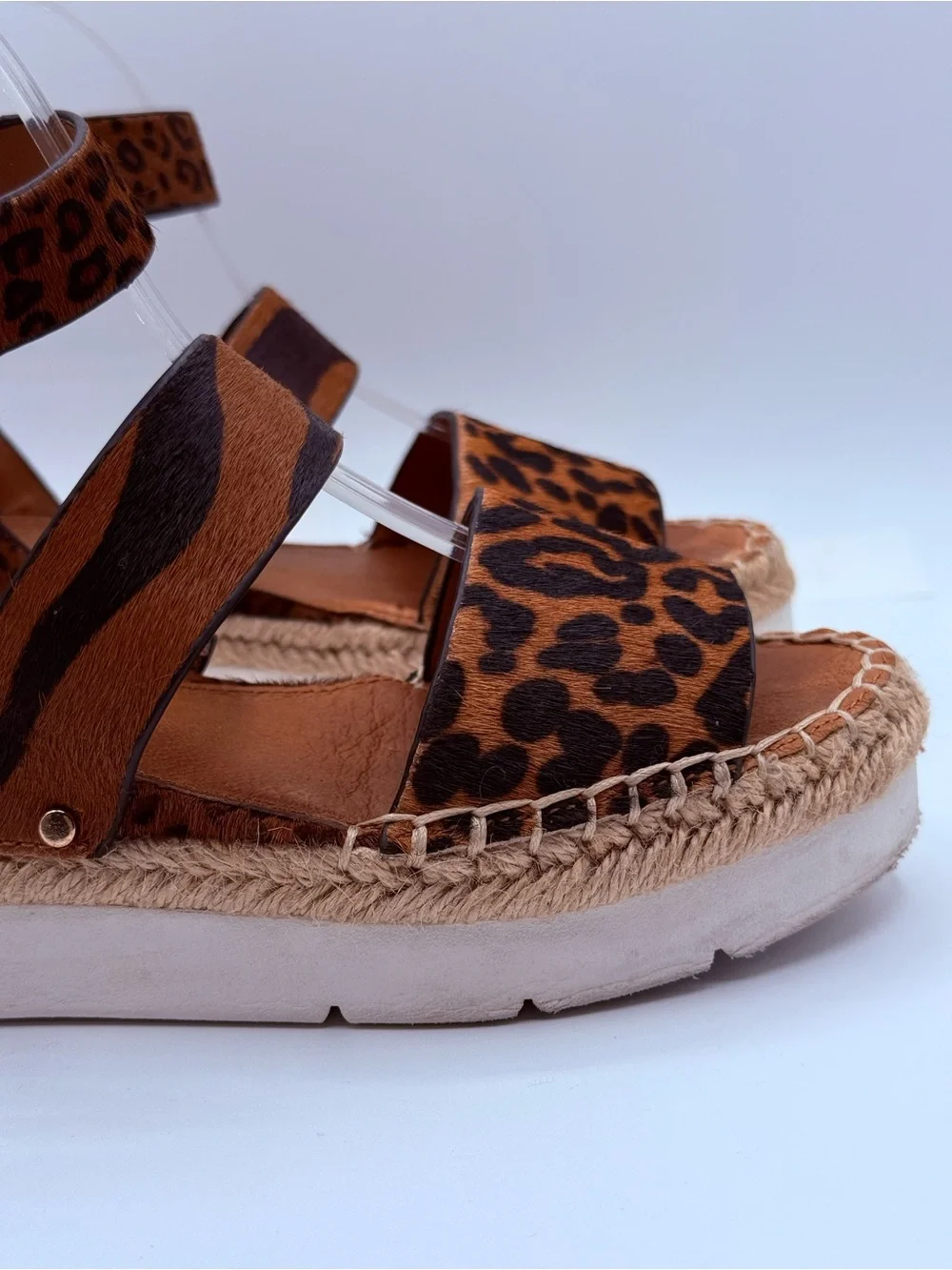 Franco Sarto A-Calvin Leopard Print Platform Espadrille Sandals Ankle Strap